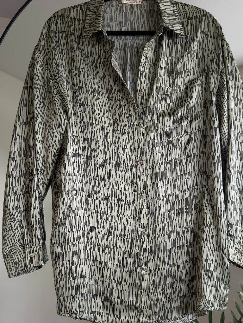 12th Tribe Satin Sage Shirt Dress